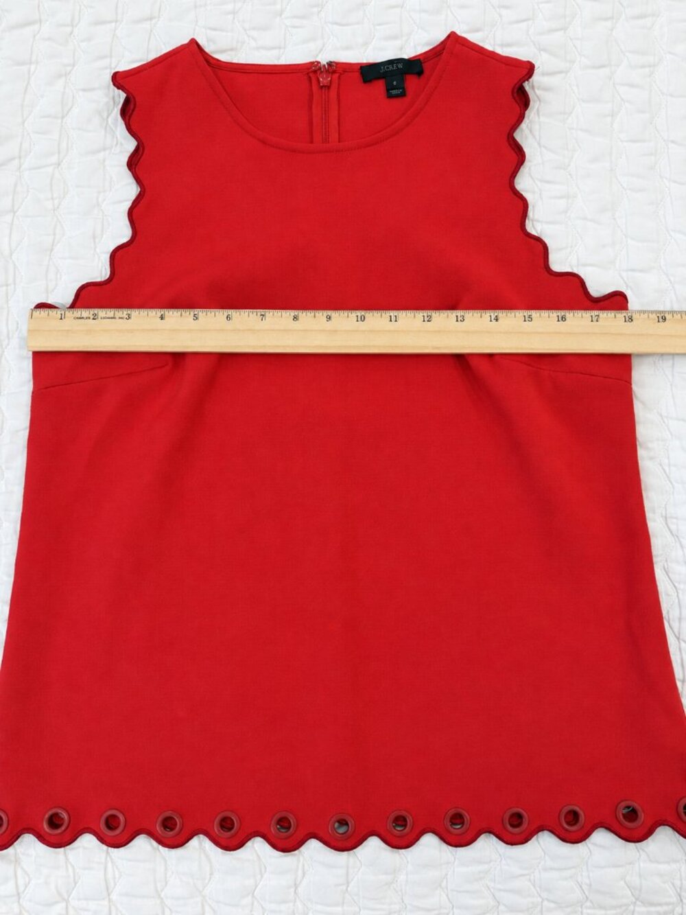 J.Crew Red Scalloped Sleeveless Top – Size 6 - Picture 4 of 6